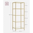 thumbnail image 5 of VASAGLE Estantería de Cristal de 5 Niveles, Librería, Expositor, Cristal Templado, Baño, Salón, Dormitorio, Oficina, Dorado, 5 of 5