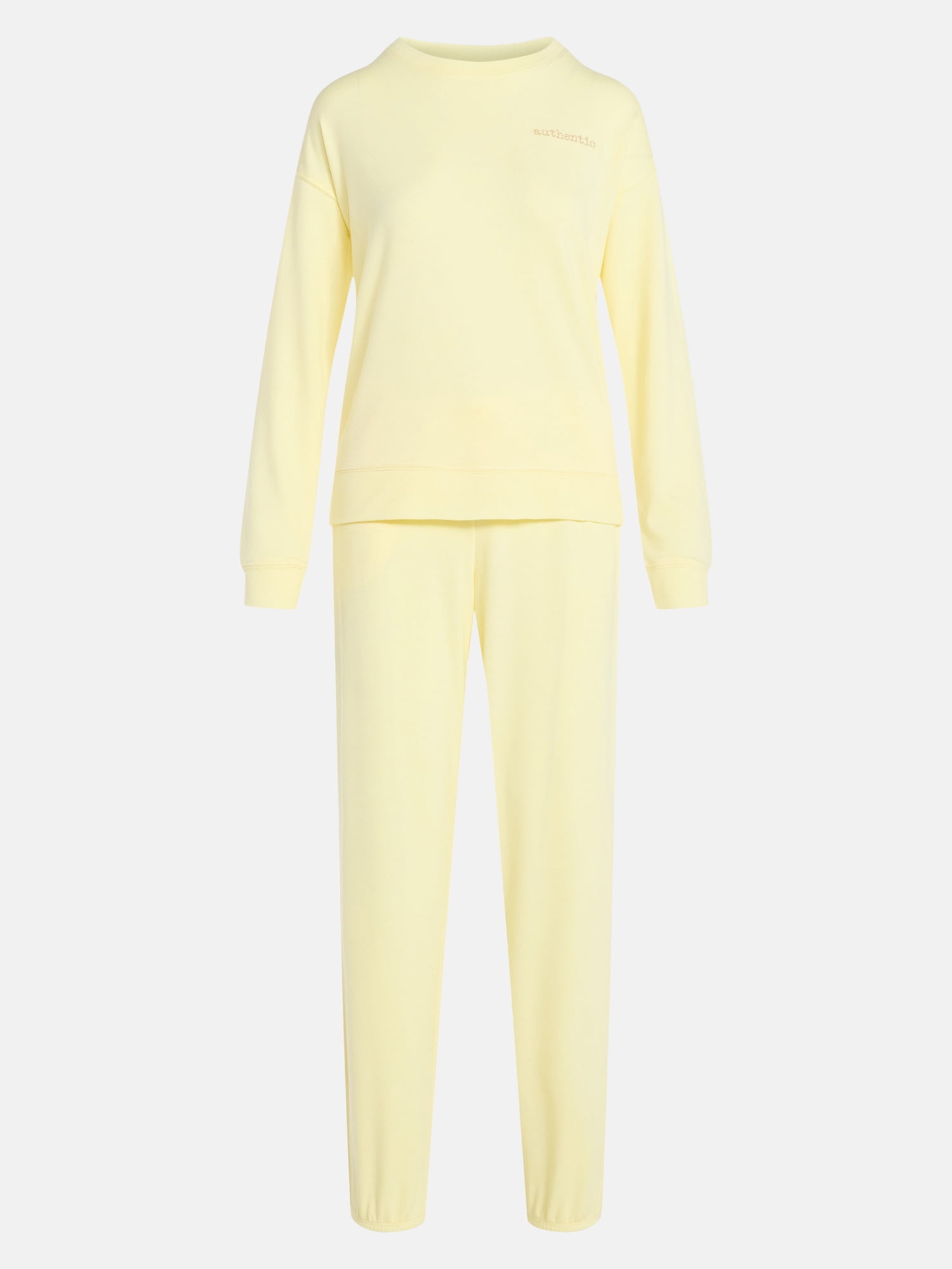 Joyspun Women's French Terry Long Sleeve Sleep Top and Joggers Lounge Set, 2-Piece, Sizes XS-3X