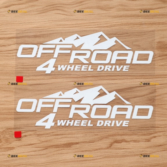 4X4 Off Road 4WD Mountain Decal Sticker Car Vinyl - 2 Pack White, 8 Inches - Style B Die Cut No Background fit for Jeep Toyota Ford