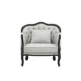thumbnail image 4 of ACME Samael Linen Chair with Wooden Frame and Pillow in Gray and Dark Brown, 4 of 5