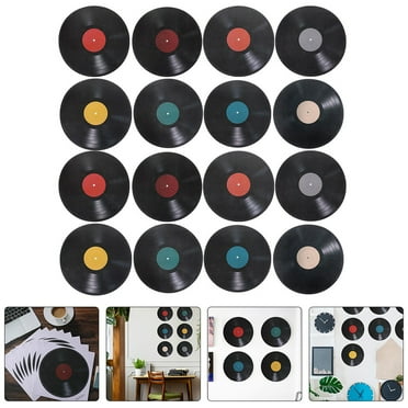 Milisten 16pcs Record Disc Decor Vinyl Records Wall Decor Black PVC Vintage Room Art