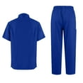 thumbnail image 3 of Kixjoy Scrubs for Men Set V Neck Short Sleeve Stretch Scrubs Set Soft Workwear Loose Nurse Uniform Basic Lightweight Scrub Tops and Long Pants with Pockets, Royal Blue M, 3 of 5