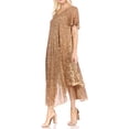 thumbnail image 3 of Sakkas Lila Freckled Dyed Cap Sleeve Scoopneck Long Caftan Dress / Cover Up - Sand - One Size, 3 of 5
