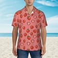 thumbnail image 2 of Honeii Red Strawberry Print Men’s Hawaiian Shirt,Classic Button-Down Short Sleeve Shirt, for Beach, Vacation, and Outdoor Activities,Large, 2 of 7