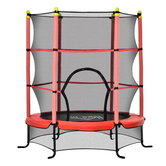 Trampoline For Kids Soozier 5.3' Kids Trampoline, 64" Indoor Trampoline for Kids with Safety Enclosure for 3-10 Year Olds, Indoor & Outdoor Use, Red,Mini Trampoline
