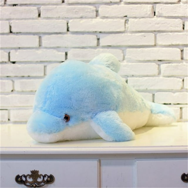 Colorful Dolphin Plush Doll Toy Luminous Plush Stuffed Flashing Cushion Pillow With LED Light Party Birthday Gift