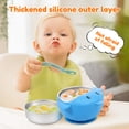 thumbnail image 4 of Sutowe 2 Pcs 304 Stainless Steel Baby Bowl with Suction and Removable Silicone Sleeve Cute Animal Design Toddler Bowl for Baby Feeding Soup Noodle Pasta Snack, 4 of 9