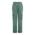 thumbnail image 6 of Zjunqe Womens Cargo Sweatpants High Waisted Wide Leg Joggers Pants Soft Cotton Fleece Baggy Trousers with Pockets Drawstring Elastic Waist Fall Lounge Workout Outfits Casual Athletic Pants Green L, 6 of 7