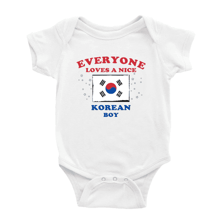 

Everyone Loves a Nice Korean Boy Baby Bodysuit Newborn Clothes Outfits (White 12-18 Months)