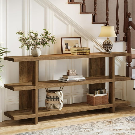 Tribesigns 3-Tier Entryway Table, 63" Wooden Narrow Console Table with Storage, Farmhouse long Accent Furniture for Living Room
