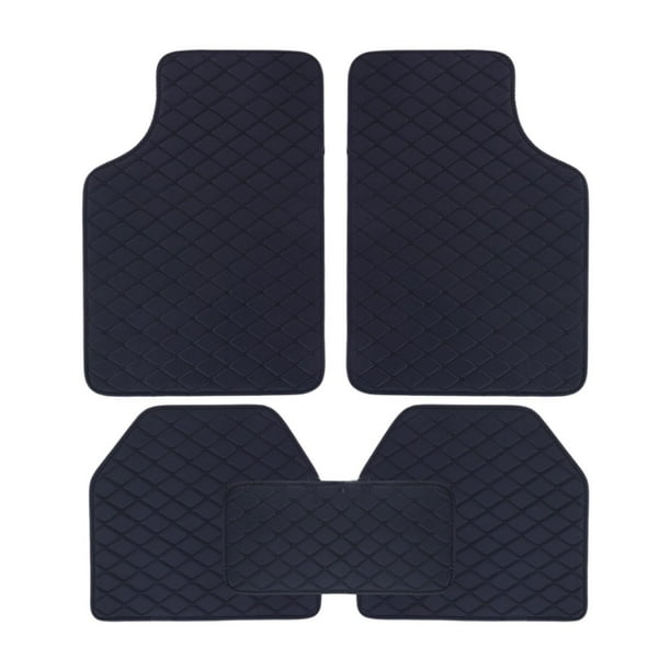 5 alfombrillas para coche, accesorios interiores, fáciles de instalar, de piel sintética resistente al agua. Negro