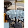 thumbnail image 4 of Outdoor Tablecloth with Umbrella Hole & Zipper, Light Blue Striped Square Tablecloth 54x54 Inch, Farmhouse Stripes Modern Vintage Patio Table Cover Waterproof Table Cloth for Picnic/Party, 4 of 7