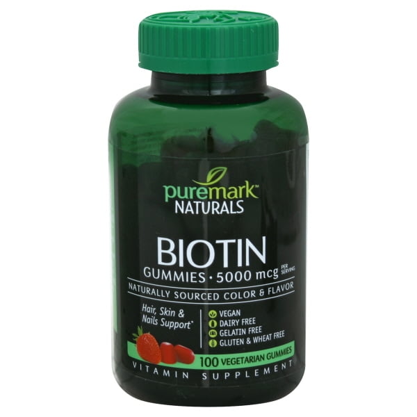 Puremark Biotin Gummies 5000 mcg, Strawberry Flavor, 100 Each