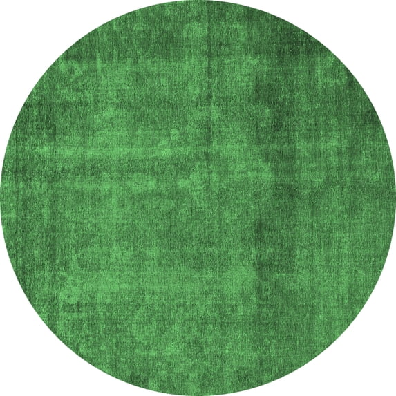 Ahgly Company Machine Washable Indoor Round Abstract Emerald Green Modern Area Rugs, 5' Round