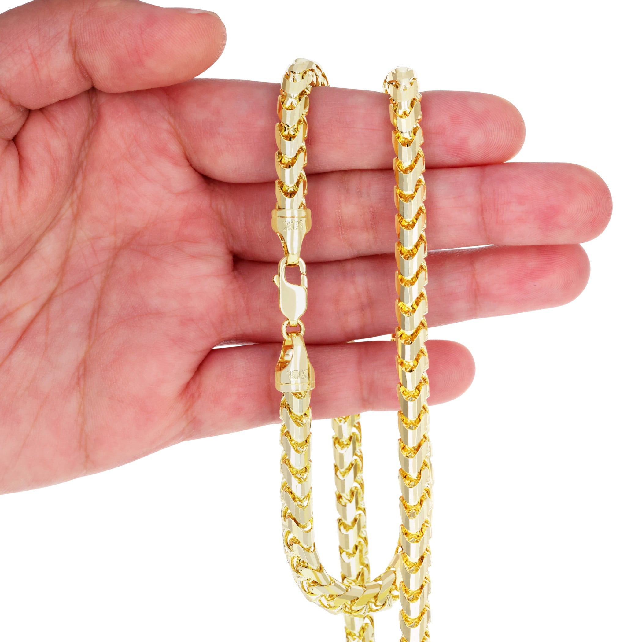 Nuragold 10k Real Yellow Gold Solid Franco Diamond Cut 6mm Spiga Wheat Chain Bracelet (7"-9") Italian Jewelry for Men