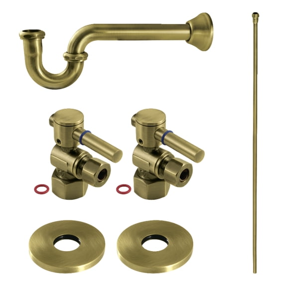 Kingston Brass KPK403 Concord Bathroom Plumbing Supply Kit, 1/2" NPT Female Inlet x 3/8" O.D. Compression Outlet, Antique Brass