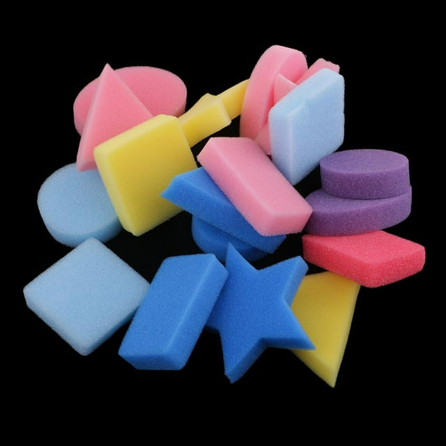 18 piezas de esponja de forma geométrica, esponjas, cepillo de pintura, rodillo de pintura de espuma a granel pa pequeños, pintura, te, manu Baoblaze Formas de esponja