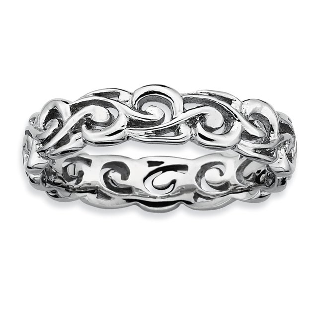 925 Sterling Silver Stackable Ring Textured Fancy/ Carved