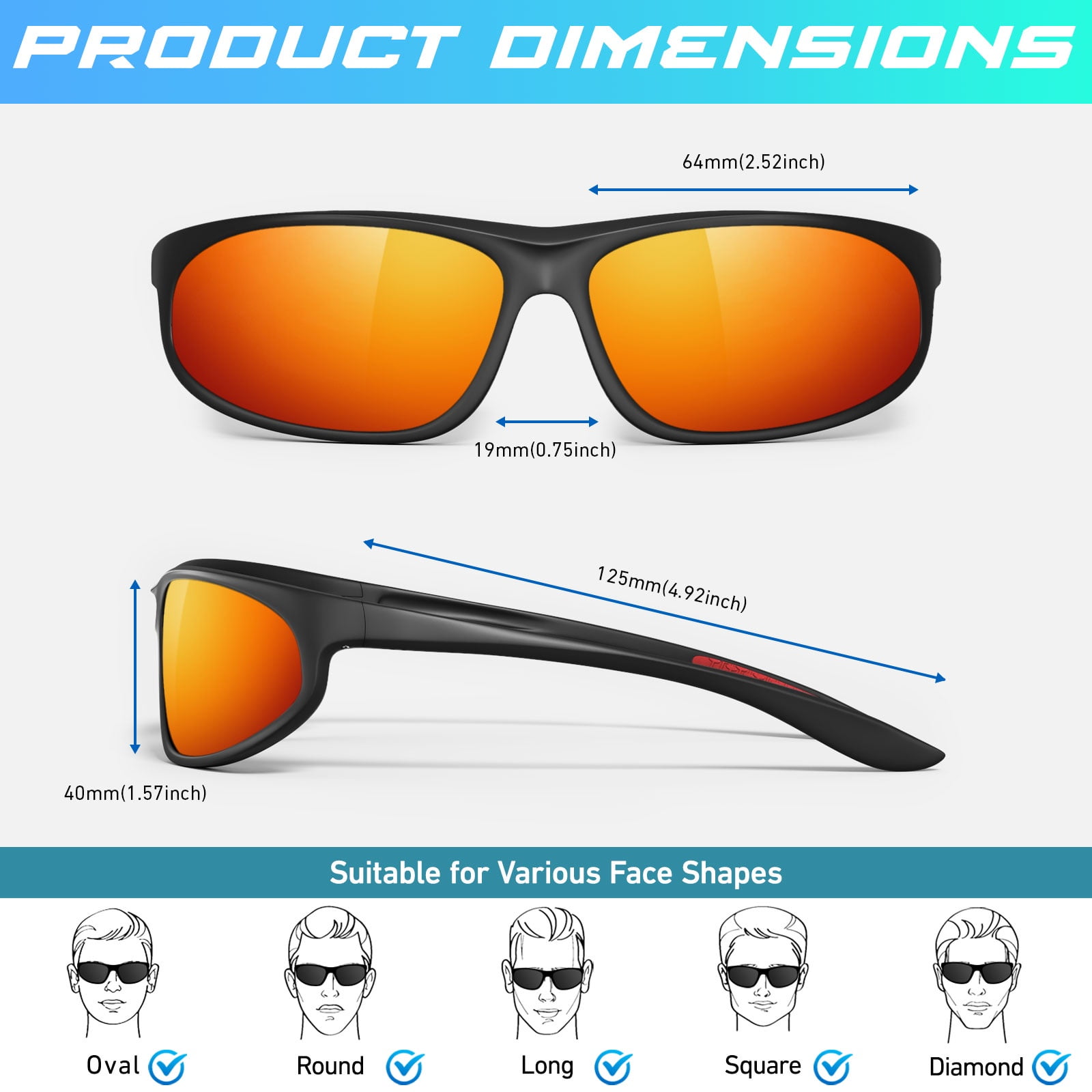 LINVO Sports Polarized Sunglasses for Men Women, Wrap-Around for Fishing, Cycling & Running, UV400 Protection-3 Pack