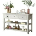 thumbnail image 4 of Gzxs Modern Console Table with 3 Storage Drawers, Wood Entryway Sofa Table Open Shelf for Hallway Living Room (White), 4 of 9