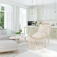 thumbnail image 4 of Costway Indoor Outdoor Macrame Swing with Soft Seat Cushions Sturdy Hanging Rope & Chain, 4 of 9