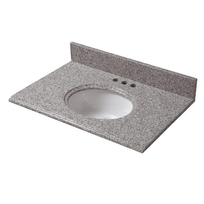 37 in. x 19 in. Granite Vanity Top in Napoli with White Bowl and 4 in. Faucet Spread 37 in. x 19 in. Granite Vanity Top in Napoli with White Bowl and 4 in. Faucet Spread