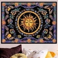 thumbnail image 4 of Tapiz de sol y luna, tapiz psicodélico con flores y plantas para dormitorio, tapiz de flores bohemio hippie estético para colgar en la pared para dormitorio y sala de estar, 4 of 6