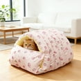 thumbnail image 4 of Nebwoak Warm Cat Cave Bed - Cozy Winter Enclosed Pet Bed for Cats & Small Dogs, Plush & Foldable, Soft Fleece, Machine Washable, Cute Fruit Pattern (Pink Peach/Gray Lemon), 4 of 6