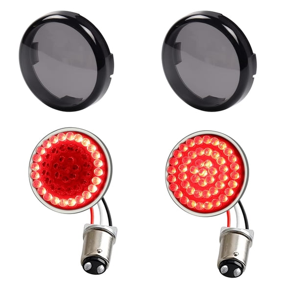 MotoParAcc 1157 Luces traseras LED de señal de giro de 2 pulgadas, luz trasera de freno roja tipo bala con cubierta de lente ahumada para Harley Sporster 1200 Dyna Road King Street Glide Softail 2020