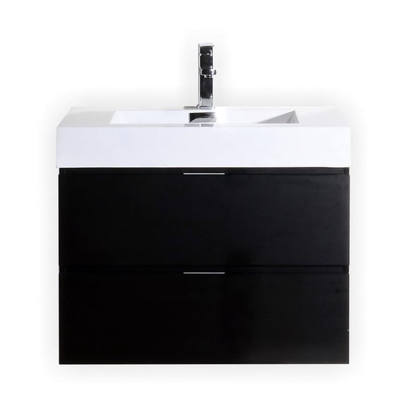 KubeBath Bliss 30" Black Wall Mount Single Sink Modern Bathroom Vanity