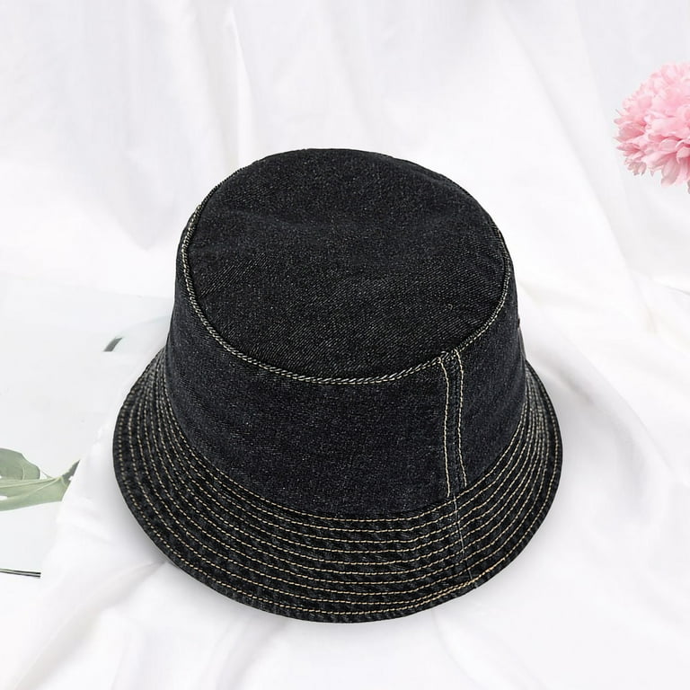 Mifelio Bucket Hat Unisex Bucket Hat Washed Jean Denim Bucket Cap
