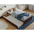 thumbnail image 4 of Barcelona Twin Solid Wood Panel Platform Bed with Twin Trundle in Walnut, 4 of 10