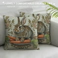 thumbnail image 3 of JEUXUS Easter Bunny Throw Pillow Covers Baroque Victorian midcentury Animal Carrots Plants Vintage Brown Soft Washable Home Decorative Room Office Bedroom Couch Sofa Cushion Cover, 3 of 5
