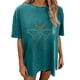 thumbnail image 2 of ICHUANYI Clearance Women's Fashion Vintage Drop Sleeves Skull Skeleton Short Sleeve Tops Blouse(Blue, XXL) ICHUANYI WER2023081113681, 2 of 9