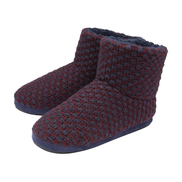 Dunlop - Mens Furry Sherpa Slipper Boots with Memory Foam Sole | Ankle Boot Slippers