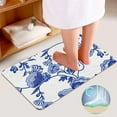 thumbnail image 4 of GZHJMY Bathroom Mat set of 3， Blue Flowers 3 Pieces Bath Mats Set for Bathroom, Vintage Style Non-Slip Washable Cover Floor Rug Decorations for Kitchen Bathroom Bedroom, 4 of 6