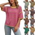 thumbnail image 6 of Diufon Women's Summer Striped Tops Casual Short Sleeve Crewneck Shirts Spring Color Block Basic Loose Blouses, 6 of 9