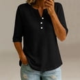 thumbnail image 2 of Abomasnow Women's Waffle Knit Shirts Quarter Button Short Sleeve V-Neck Shirts Casual Lightweight Workout Yoga T-Shirts, 2 of 6