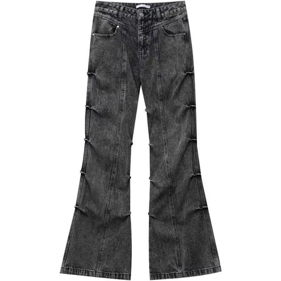 QHFBli Classic Jeans for Men Men's Fashion Designer Flared Denim Pants with Personality and Style Black M