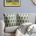 thumbnail image 3 of Green Floral Block Print Pillow Covers 16x16 Set of 2 Chinoiserie Flower Leaves Outdoor Decorative Throw Pillows Farmhouse Pillowcases Linen Cushion Case Decor for Home Sofa Couch Bed, 3 of 6