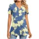 thumbnail image 2 of mfyjkho Tops Para Hacer Ejercicio Para Mujer, Top/Camiseta De Manga Corta Con Cuello En V, Botones Y Rayas Degradadas Para Mujer Tops Para Hacer Ejercicio Xxxl, 2 of 7