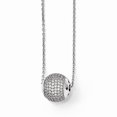 thumbnail image 1 of White Sterling Silver necklace Cable with pendant Cubic Zirconia CZ Clear 18 in 1 mm, 1 of 3