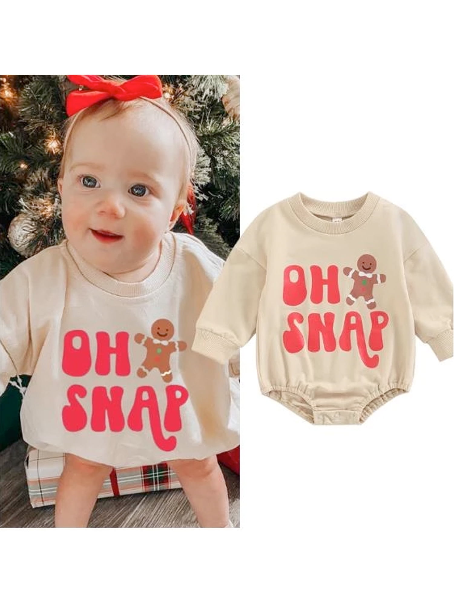 Baby Christmas Outfit Girl Boy Oh Snap Sweatshirt Romper Letter