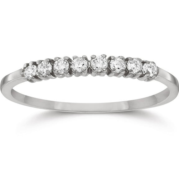 Pompeii Eight Stone Diamond Wedding Stackable Guard Band Ring 14K White Gold (G/H,I1-I2)