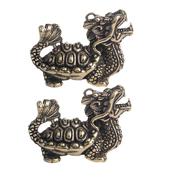 1 pieza exquisita tortuga dragón de latón con forma de decoración de latón para escritorio.
