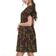 thumbnail image 2 of Balery Burgundy Peony Flowers Vestidos sueltos de manga corta para mujer, vestidos de verano 2025, vestidos casuales de corte A con vuelo., 2 of 6
