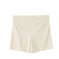 thumbnail image 4 of AJTQTH Maternity Shorts Homewear for Women Summer Ice Silk Ruffles Loose Shorts High-Waisted Belly Support Pregnancy Short Pants Beige L, 4 of 4
