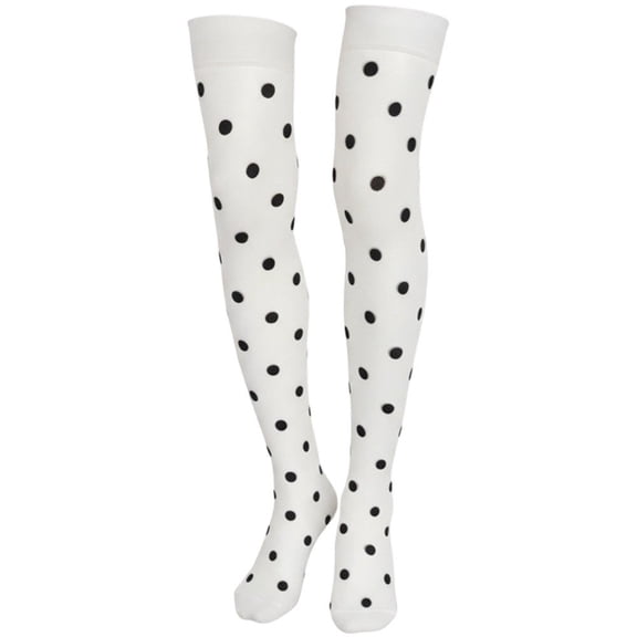 Vjnyvs Women Lolita Thigh High Socks, Japanese Style Sweet Lolita Polka Dots Thigh High Stockings Over Knee Sheer Stockings