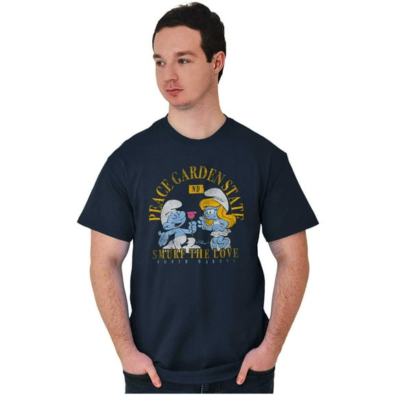 North Dakota ND Peace Garden Smurfs Men's Graphic T Shirt Tees Brisco Brands S