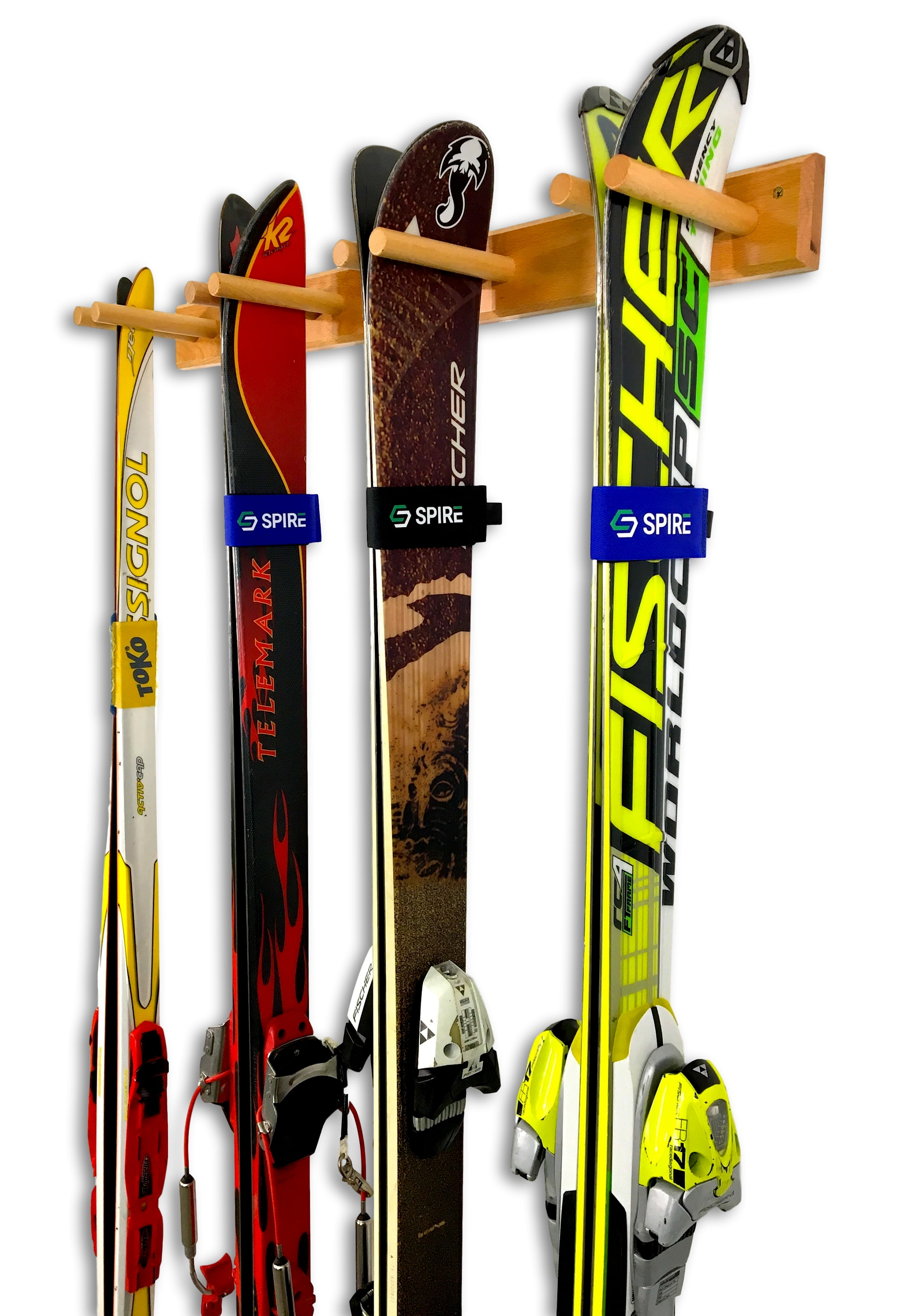 4 Pair Wood Ski Rack and Pole Storage/hanging wall mount rack 